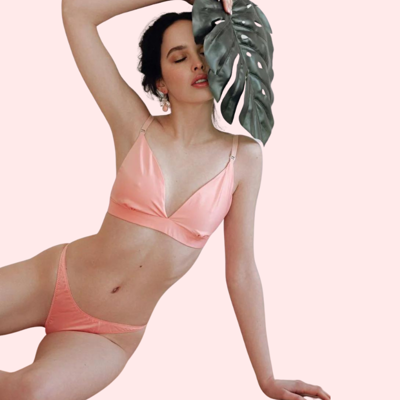 Lightweight Pure Silk Bra Set for Comfort